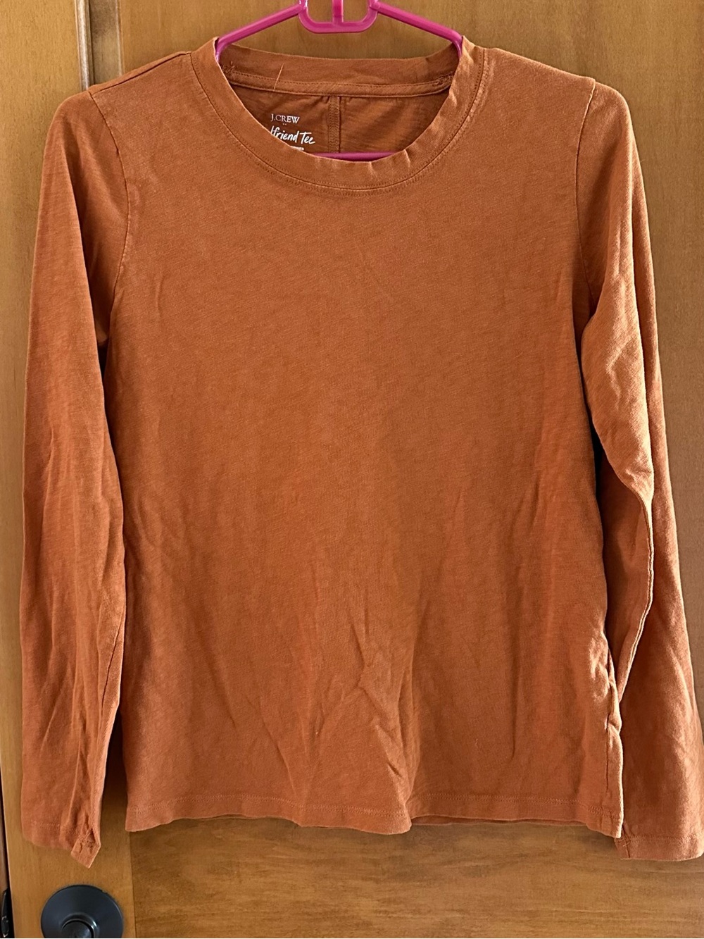 J.Crew Re-Imagined Girlfriend Tee Burnt Orange Terracotta Long Sleeve Top Size S